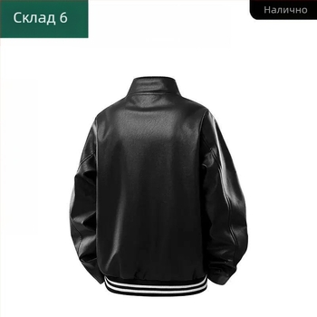 Мъжко PU кожено яке в ретро стил с висока яка – casual за пролетно-есенен сезон