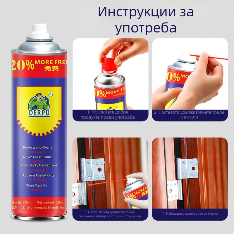 Антиръждова смазка за метал за винтове и панти на врати и прозорци; защита от ръжда и смазване за велосипеди