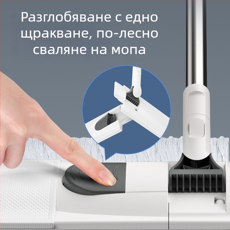Голям индустриален моп за прах с плоска глава, микрофибър и стоманена дръжка