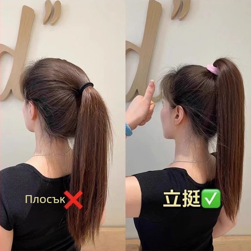 Нова стилна ластика за коса за висока опашка и кок, еластична и устойчива, без дърпане на косата, за дами, по-дебел дизайн