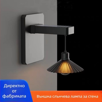 Соларна външна стенна лампа с COB LED, 10W, 2700K топла светлина, IP65, размер 182×200 мм, за двор, коридор и балкон