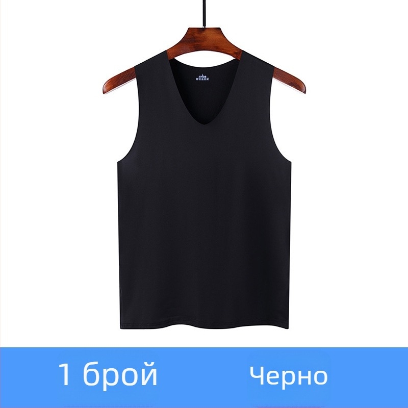 Безшевна мъжка безръкавка от ледено копринено трико за лято, тънък спортен базов топ