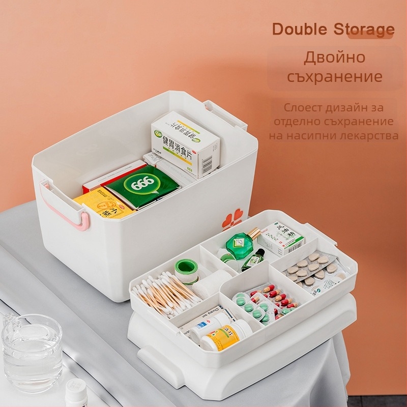 Пластмасова кутия за домашно съхранение на медицински изделия, козметика и маникюрни принадлежности
