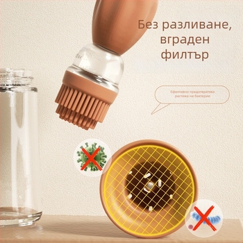 Силиконова бутилка за масло с интегрирана четка за мазнини, кухненски инструмент за барбекю, хранителен клас, термоустойчива, всичко в едно