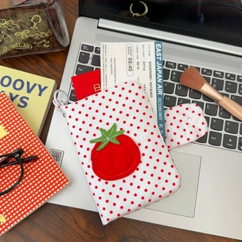 Сладка чанта за паспорт с доматено точков модел — за пътуване и ежедневна употреба, мултифункционален държач за паспорт и органайзер за документи