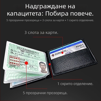 Естествена кожа с крокодилен модел за шофьорска книжка и карти, мултифункционален мини портфейл за документи