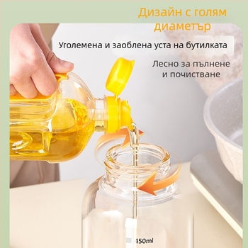 Стъклена бутилка за масло със уплътнение, преносима и без протичане, подходяща за соев сос, оцет и сусамово масло