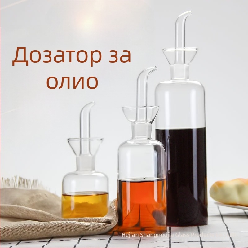Стъклена бутилка за подправки, непроливна, кухненски аксесоар; за соев сос, оцет и зехтин, съхранение на масла и дозатор масло-оцет