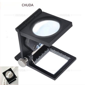 Chuda 10x метална сгъваема лупа с LED, цинкова сплав, леща тип гълъбово око