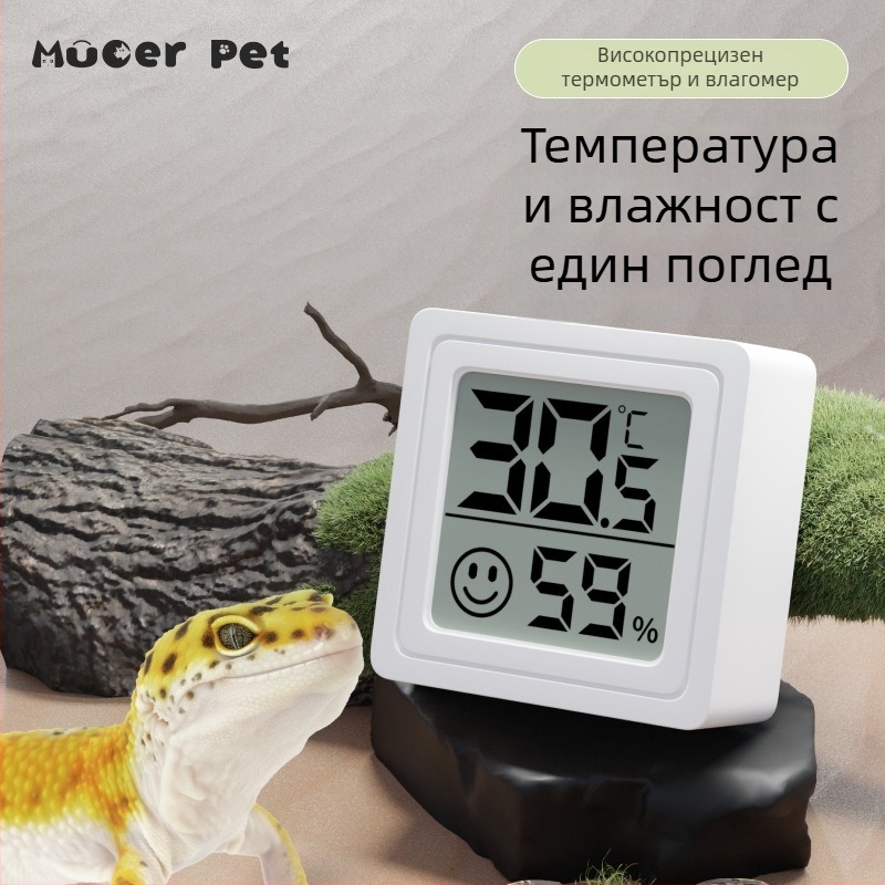 Водоустойчив мини термостат с измерване на температурата и влажността за террариум на влечуги, отоплителна подложка включена