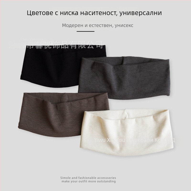 Унисекс спортна лента за глава, едноцветна, широк кант, абсорбираща пот, лента за коса