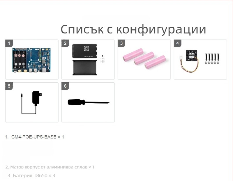 Raspberry Pi CM4 PoE UPS разширителна платка – хост пакет, дву-канален HDTV, гигабитен Ethernet, четири USB 2.0 порта