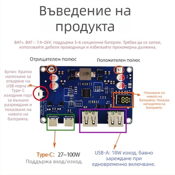 100W мобилен модул за захранване с двупосочно бързо зареждане – DIY платка за дънна платка PD3.0/QC протокол