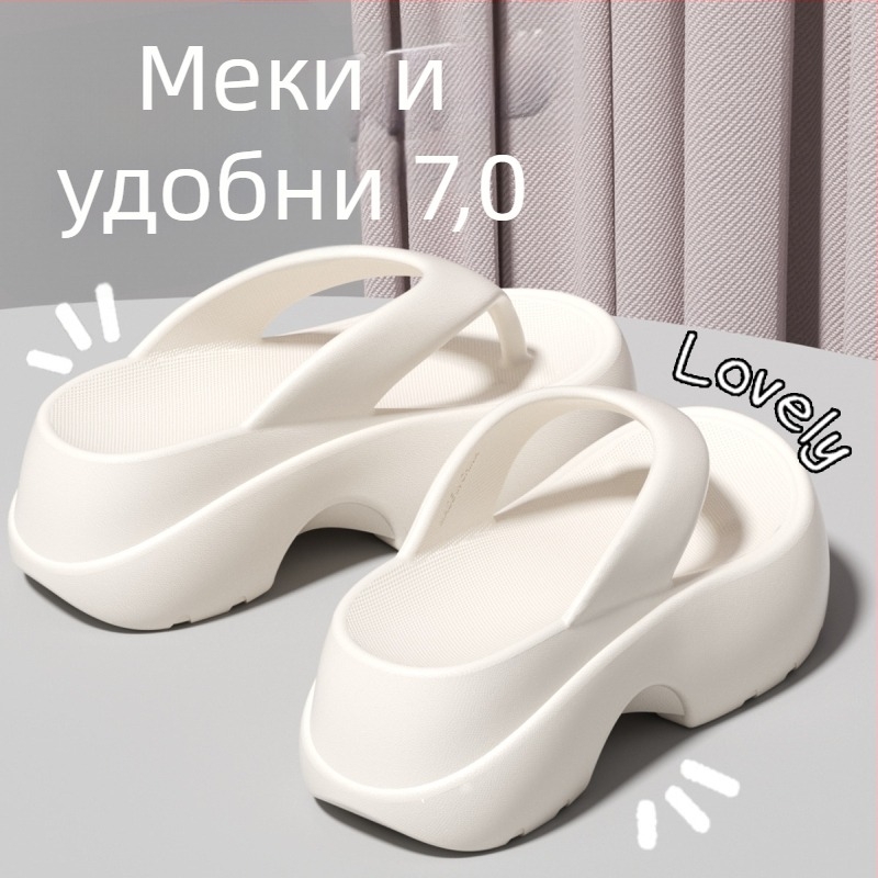 Дамски чехли с дебел под, летни, корейски стил, удобни и леки, за плаж и ваканции