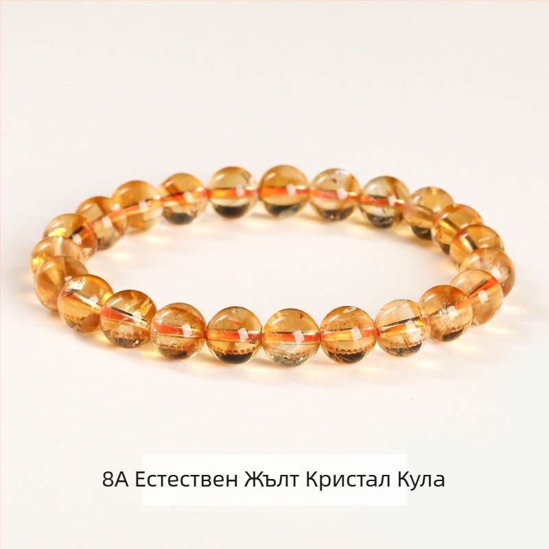 Jingde Jewelry 7A Естествен жълт цитрин – геометрична гривна с мъниста, унисекс, ръчна изработка, кристално бижу