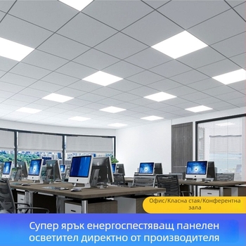 Интегриран таванен LED панел 600x600, 60x60 см, 28 диода, IP44, железен корпус, 220V, 3000/4000/6000K, 60W