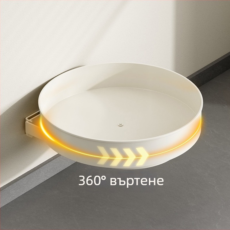 Стенно въртящ се държач за подправки в кухнята, еднослоен ъглов модел, без пробиване, кръгла форма