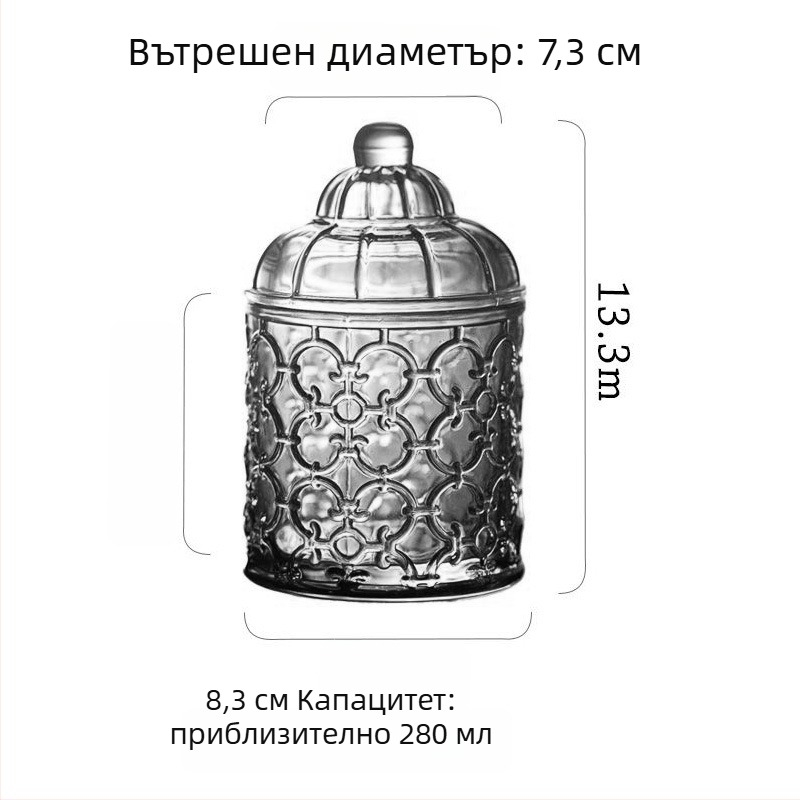 Изумрудено стъклено бурканче за съхранение, прозрачно, за памучни тампони и бижута, ретро стил декор