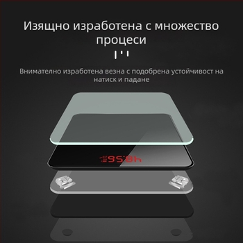 Amuksen домашна везна за тегло — електронна прецизна везна с скрит LED дисплей, зареждаема, до 180 кг, за възрастни