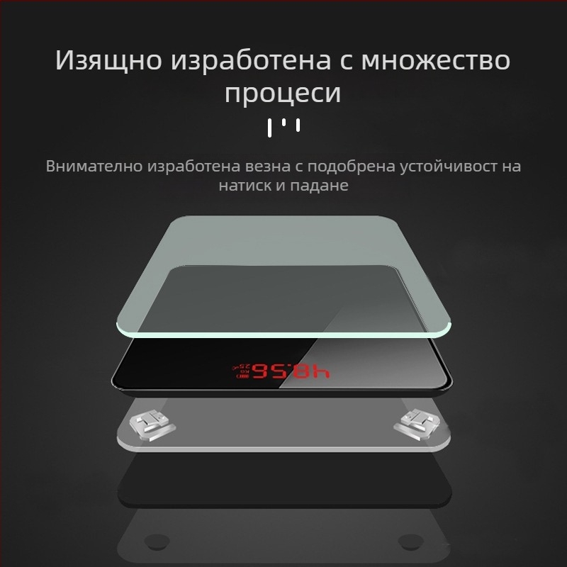 Amuksen домашна везна за тегло — електронна прецизна везна с скрит LED дисплей, зареждаема, до 180 кг, за възрастни