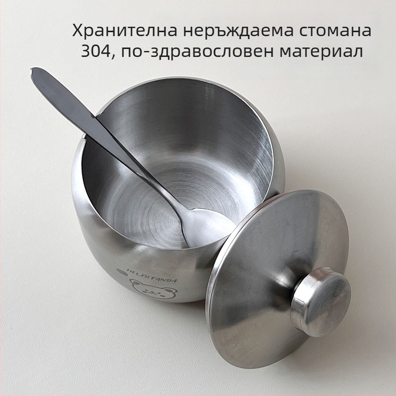 Кутия за подправки от 304 неръждаема стомана със лъжичка за сол, захар и мононатриев глутамат – мултифункционална бутилка за подправки