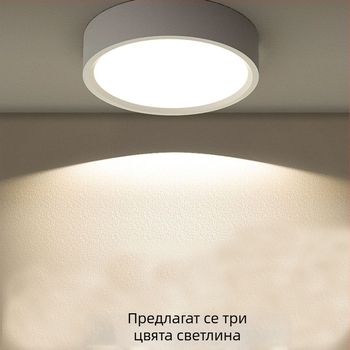 Радарен сензор за движение, повърхностно монтиран кръгъл LED downlight, гласово управление, без пробиване, нощно осветление за коридор