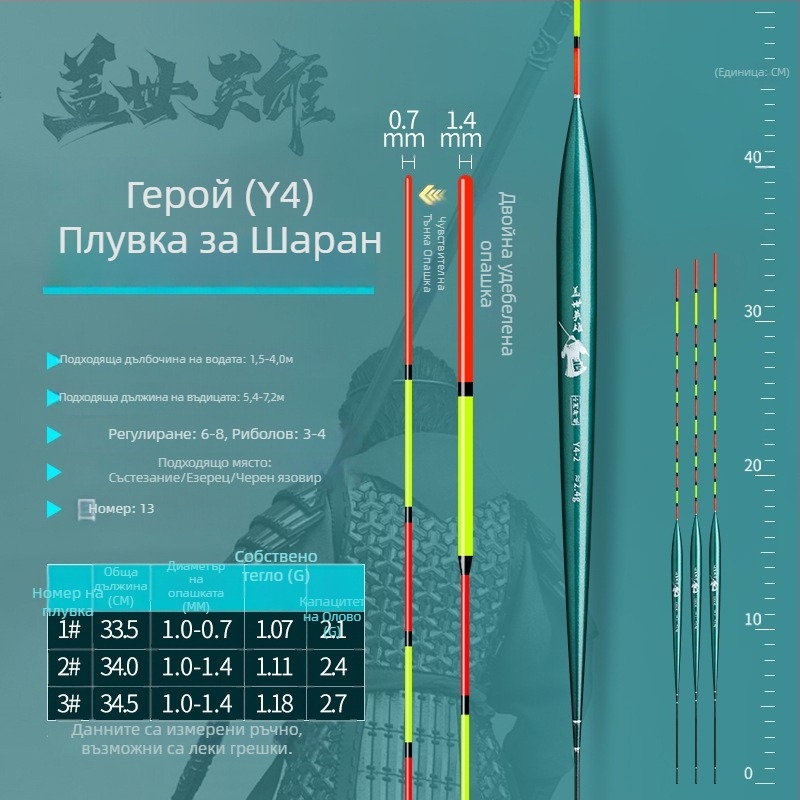 Нано поплавък за риболов на тилапия и карась – високочувствителен, черен поплавък с дебело тяло, тънък край и лек дизайн