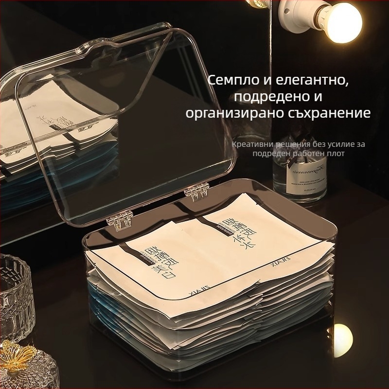 Прозрачен акрилен органайзер за козметика и грижа за кожата за бюро и тоалетка