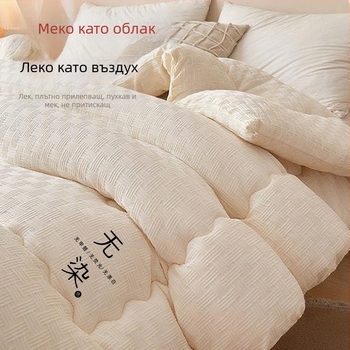 Зимно дебело одеяло от синтетично влакно с текстурирана бяла покривка, подходящо за всички сезони