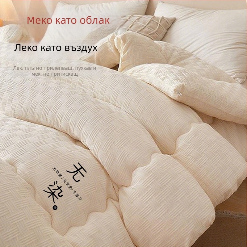 Зимно дебело одеяло от синтетично влакно с текстурирана бяла покривка, подходящо за всички сезони