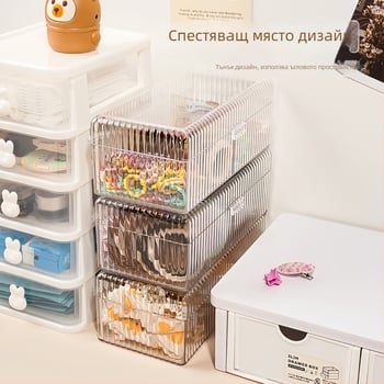 Кутия за съхранение на детски аксесоари за коса с капак, голям капацитет, разделители за фиби, ластици и ленти за глава