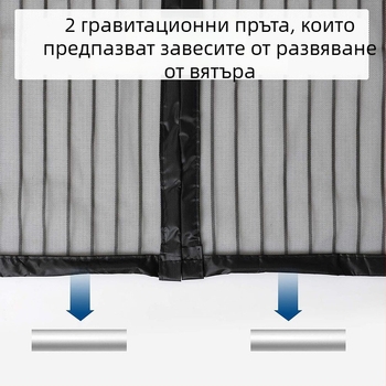 Антикомарена завеса за врата с принт на полиестерни ивици; за всекидневна, кухня и спалня; мека мрежеста завеса