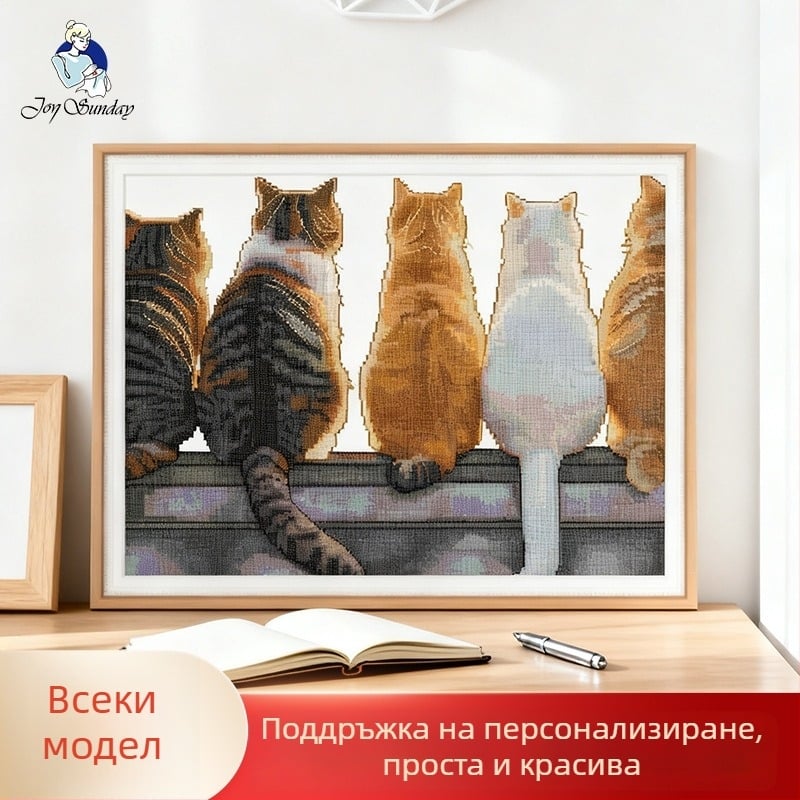 Гоблен комплект за пейзаж със залез, 100% памук, плат 14-ct, DIY бродене, декоративно окачване за дневна и спалня