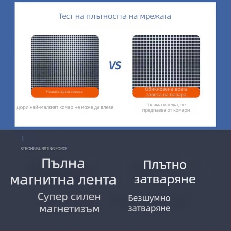 Магнитна мрежеста завеса за входна врата, лятна противкомарна завеса, самозалепваща магнитна завеса за дом и бизнес, дишаща защита срещу мухите