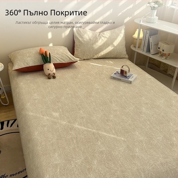 Памучен 3-частов комплект за спалня: прилягащ чаршаф, покривка за легло и калъфки за възглавници; подходящ за всички сезони, по-дебел за есен и зима; модел 2026