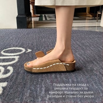 Дамски велурени сандали с дебела подметка, вдъхновени от Birkenstock, с една каишка