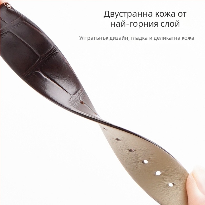 Каишка за часовник от естествена кожа с бързо освобождаване, ултра тънка, текстура на бамбук, ширини 12/14/16/18/20/22 мм