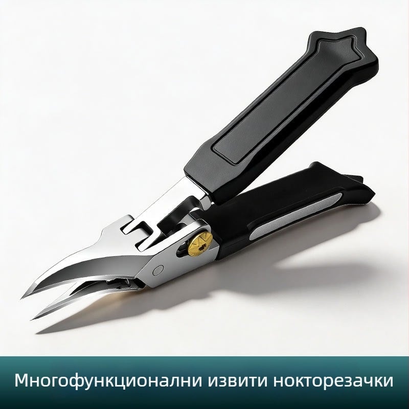 Комплект нокторезачки с наклонени челюсти и голям отвор, орлов клюн дизайн, за нокътни жлебове, неръждаема стомана, три в едно