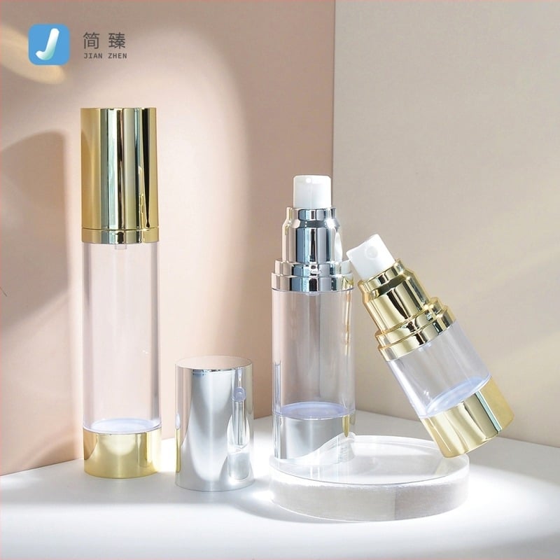15–50 ml вакуумно шише за лосион с дозатор, прозрачно цилиндрично електроплатирано шише, фин спрей за тоник и есенция