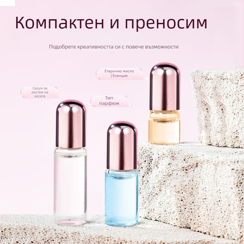 Прозрачен ролер флакон с розово златно капаче, 1 ml/2 ml/3 ml, за етерично масло и парфюм.
