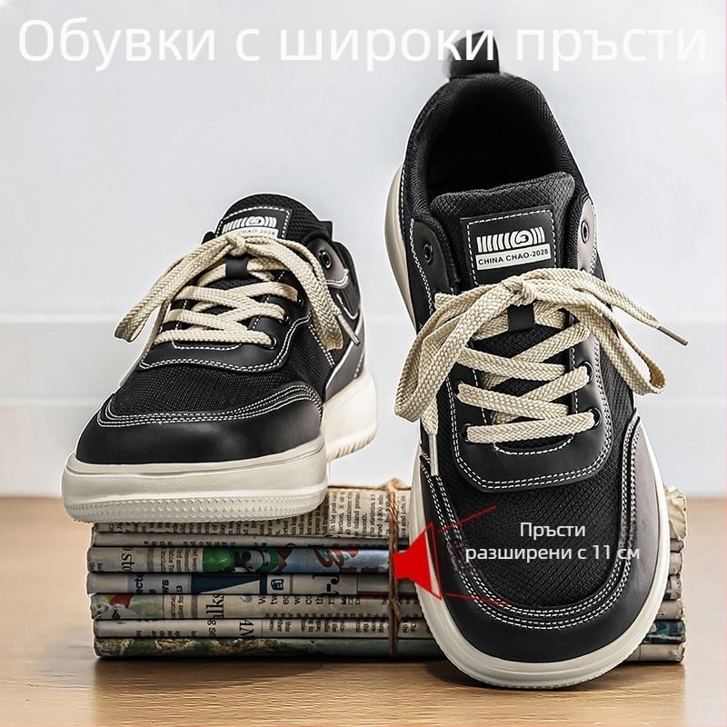 Унисекс летни дишащи мрежести маратонки с широк нос и дебела подметка, ежедневни нисък връх обувки