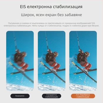 4K екшън камера с електронна стабилизация на изображението, водоустойчива, Wi-Fi, дистанционно управление чрез смартфон, 64GB