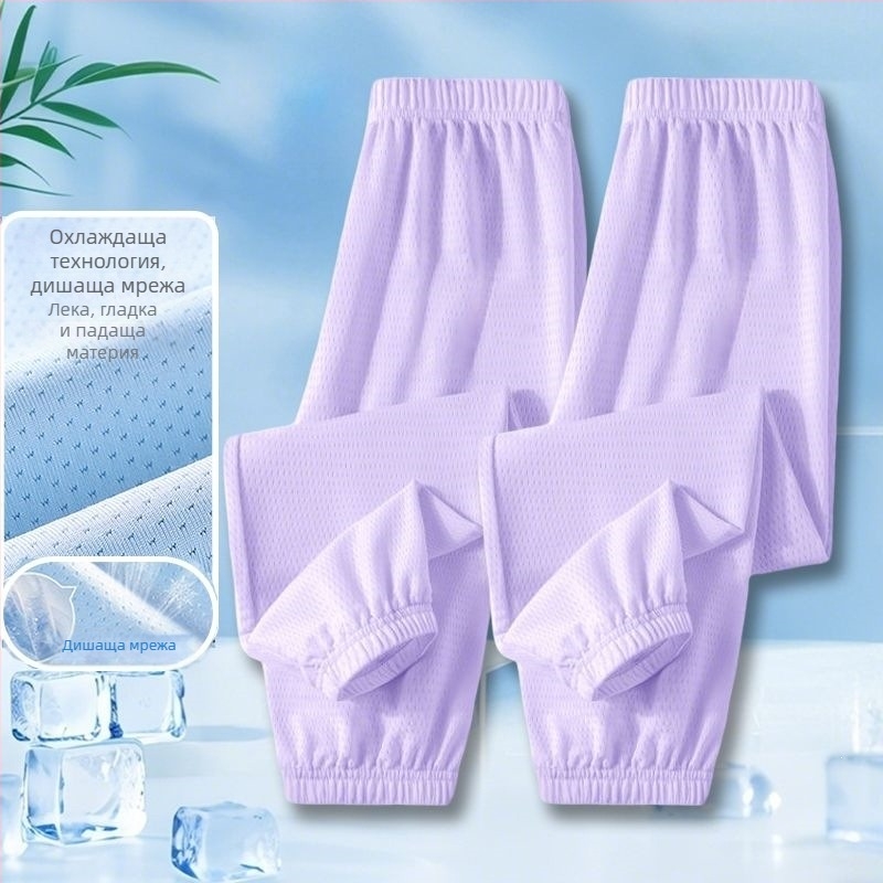 Детски Ice-Silk антикомаринови панталони, мрежести и тънки, дълги лятни спортни панталони за момичета, модел 2025