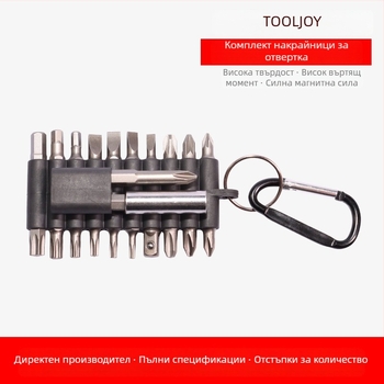Портативен комплект битове за отвертка 25 мм: Torx звездообразни, Philips/Pozidriv и шлиц битове, мултифункционален