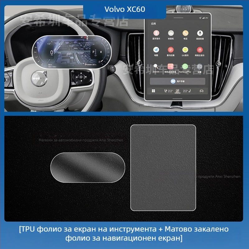 Volvo XC60: филм за защита на централния дисплей и приборния панел, филм от закалено стъкло и TPU филм за вътрешността на автомобила