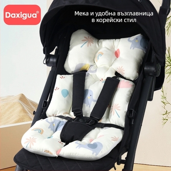 Всесезонна памучна седалкова подложка за детска количка — подходяща за детска количка, стол за хранене и шезлонг