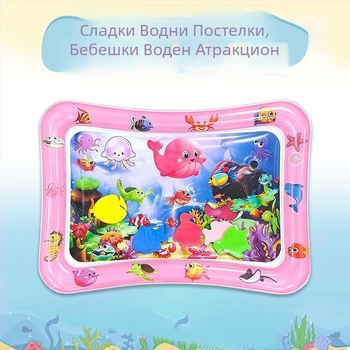 Квадратна бебешка подложка за коремно време с делфин – надуваема PVC играчка за пълзене и водни забавления
