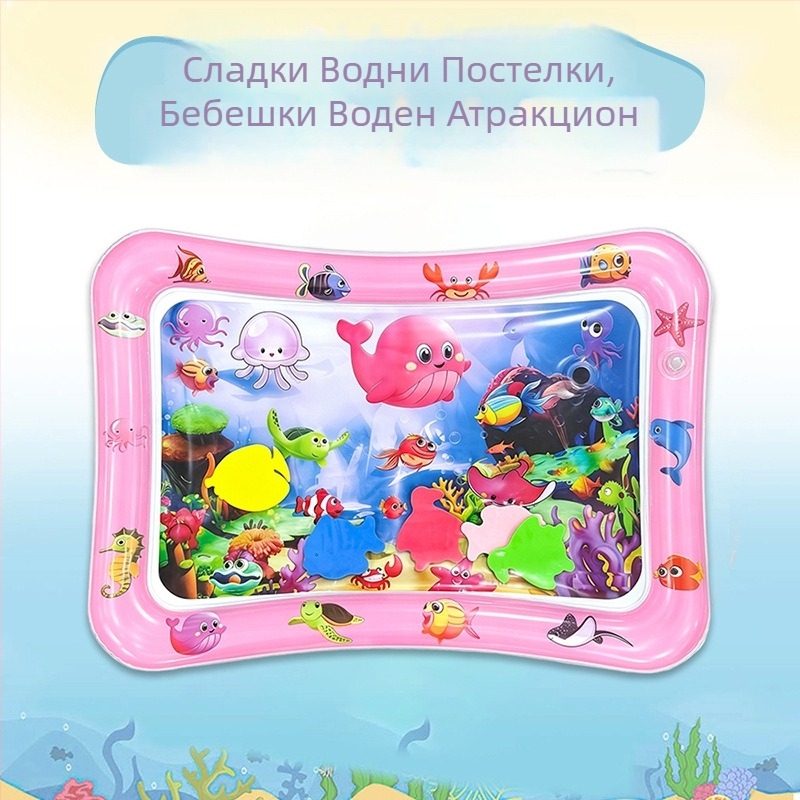 Квадратна бебешка подложка за коремно време с делфин – надуваема PVC играчка за пълзене и водни забавления