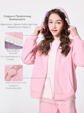 Пурпурна жилетка-суитшърт за момичета, пролетно яке за деца 3–8 г.