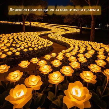 LED слънчева лампа за земя във форма на роза – декоративно осветление за градини, паркове и тревни площи